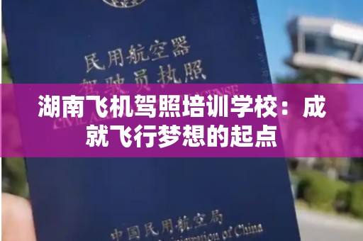 湖南飞机驾照培训学校：成就飞行梦想的起点