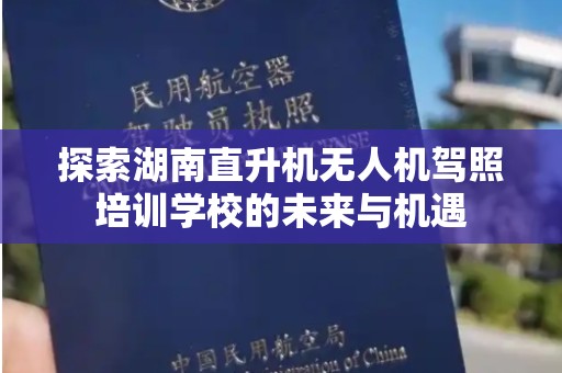 探索湖南直升机无人机驾照培训学校的未来与机遇