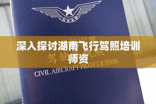 深入探讨湖南飞行驾照培训师资