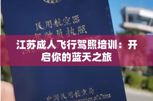 江苏成人飞行驾照培训：开启你的蓝天之旅