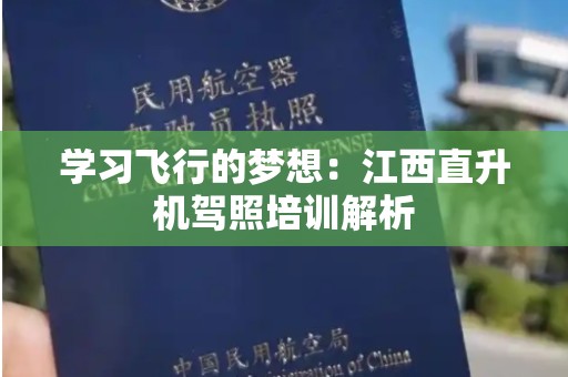 学习飞行的梦想：江西直升机驾照培训解析