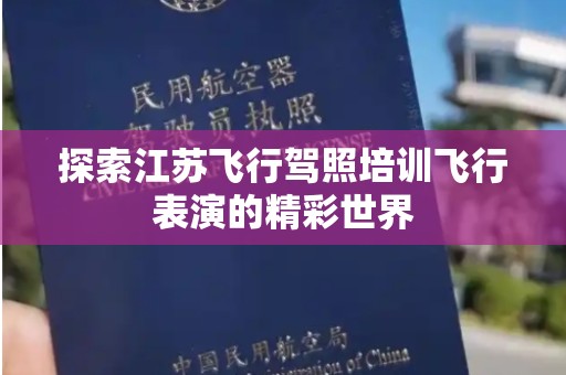 探索江苏飞行驾照培训飞行表演的精彩世界