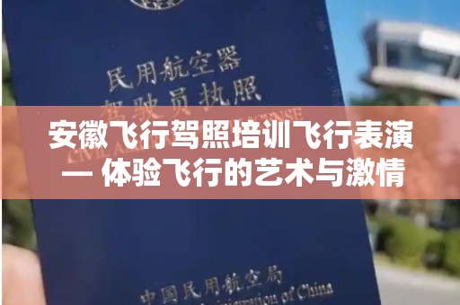 安徽飞行驾照培训飞行表演 — 体验飞行的艺术与激情