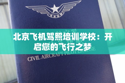 北京飞机驾照培训学校：开启您的飞行之梦