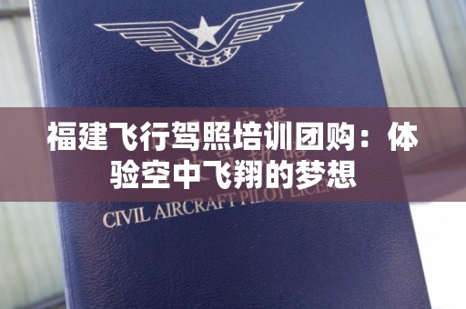 福建飞行驾照培训团购：体验空中飞翔的梦想
