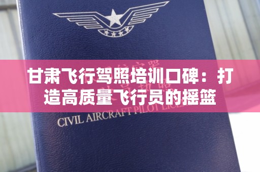 甘肃飞行驾照培训口碑：打造高质量飞行员的摇篮