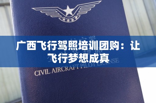 广西飞行驾照培训团购：让飞行梦想成真