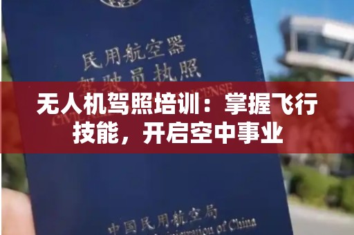 无人机驾照培训：掌握飞行技能，开启空中事业
