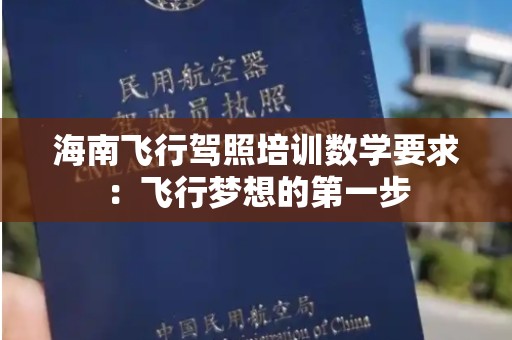 海南飞行驾照培训数学要求：飞行梦想的第一步