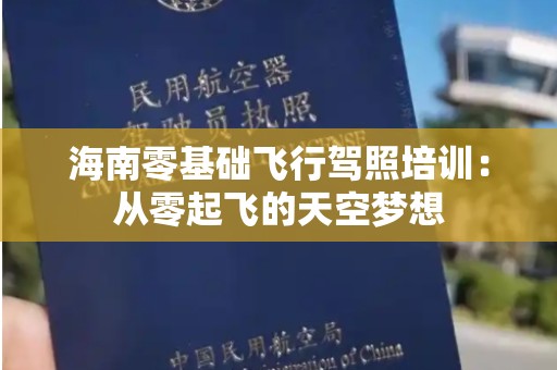海南零基础飞行驾照培训：从零起飞的天空梦想