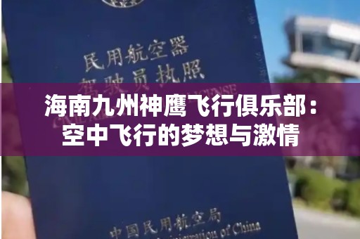海南九州神鹰飞行俱乐部：空中飞行的梦想与激情