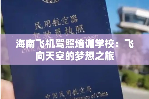 海南飞机驾照培训学校：飞向天空的梦想之旅