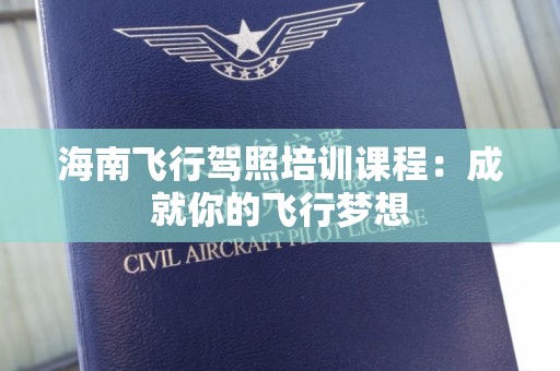 海南飞行驾照培训课程：成就你的飞行梦想