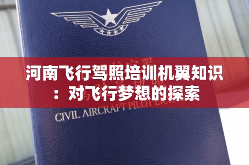 河南飞行驾照培训机翼知识：对飞行梦想的探索
