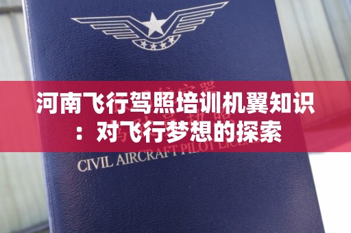 河南飞行驾照培训机翼知识：对飞行梦想的探索