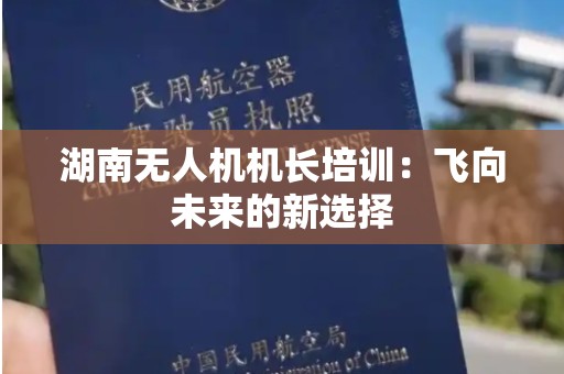 湖南无人机机长培训：飞向未来的新选择